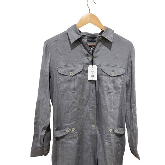 Vince Linen Blend Long Sleeve Romper Size 6 New with Tags - Picture 5 of 8